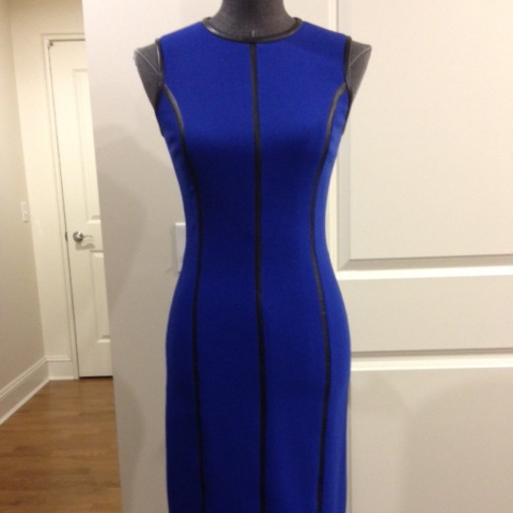 Michael Kors Collection Cobalt and Leather Dress 2